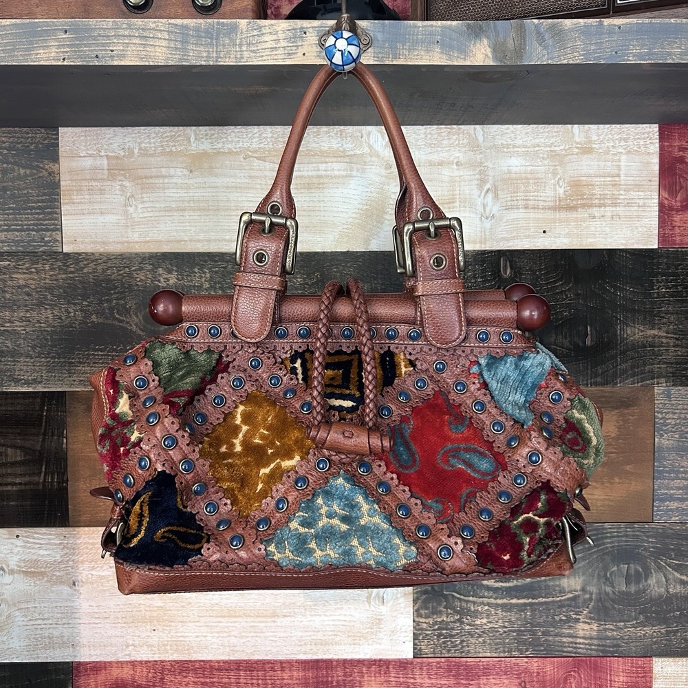 Isabella Fiore Heirloom Bloom Kelsey Frame Ruby Carpet Doctor Bag Large Satchel